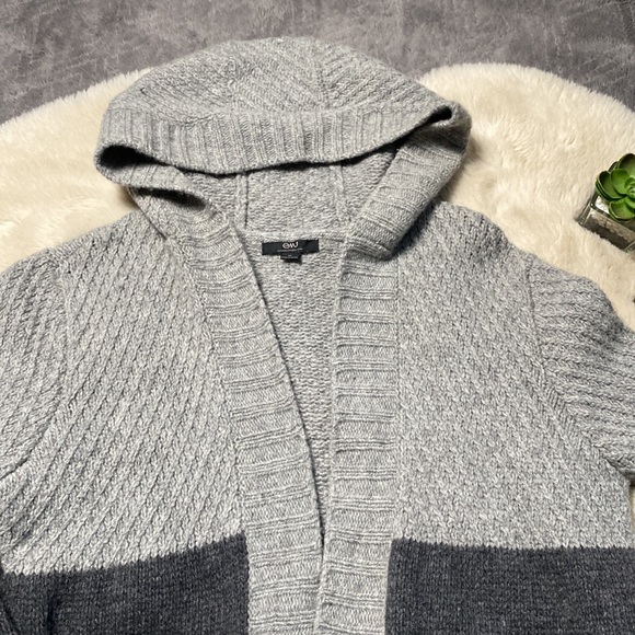 EMU Australia Wool Sweater Open Cardigan Long Color Block Black Gray Size Medium - Picture 5 of 13